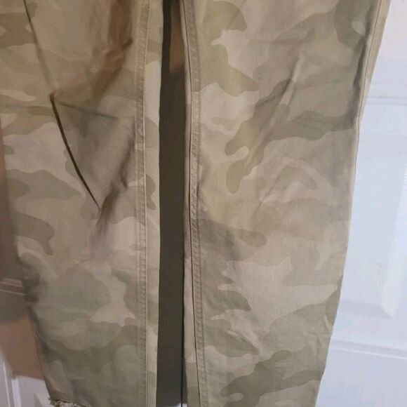 NILI Lotan Jenna Pants Sz2 Brown Camo Trousers Cotton khaki Stretch NWOT Raw Hem - Picture 6 of 9